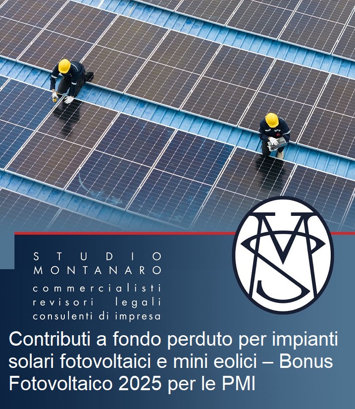Contributi a fondo perduto per impianti solari fotovoltaici e mini eolici – Bonus Fotovoltaico 2025 per le PMI