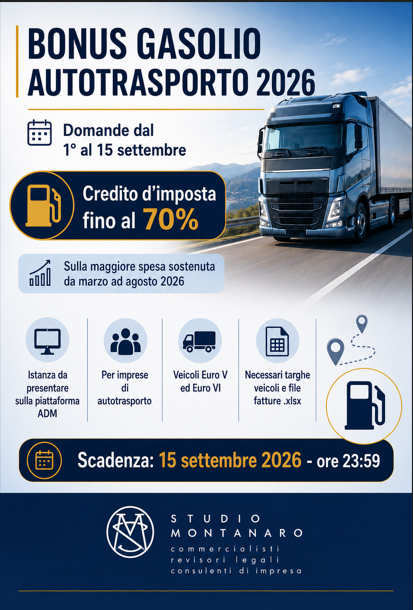 BONUS GASOLIO AUTOTRASPORTO 2026