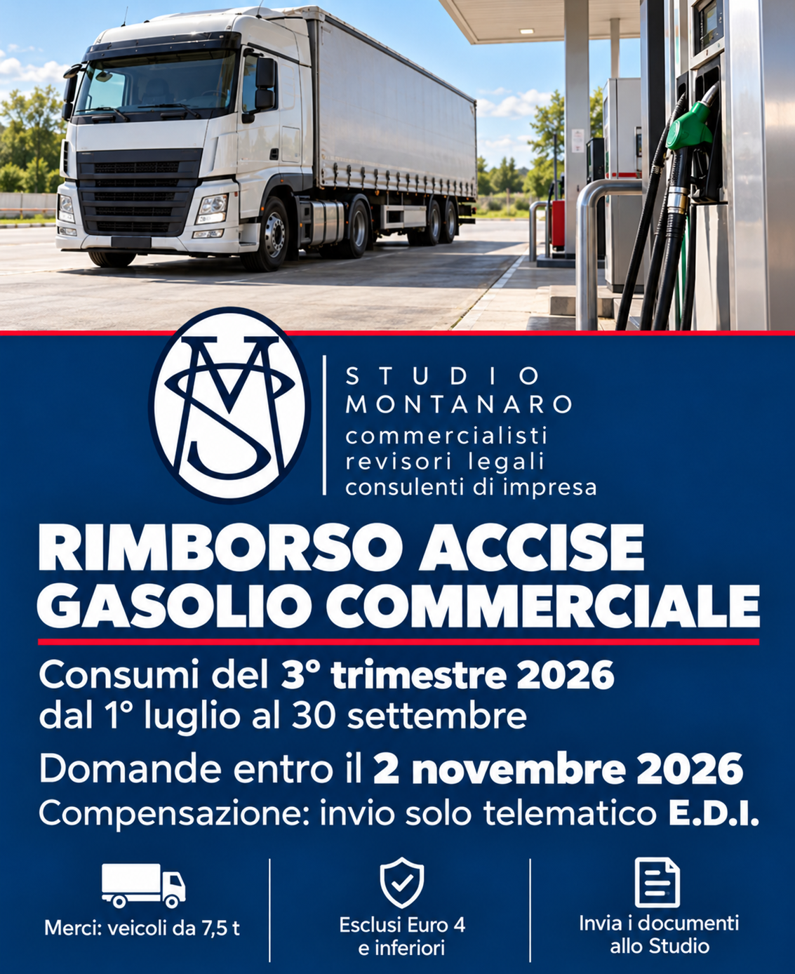 Rimborso accise sul gasolio commerciale: consumi del terzo trimestre 2026